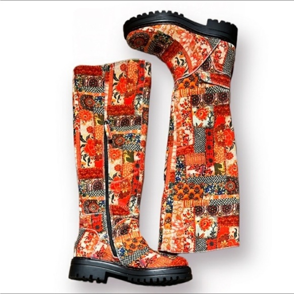 LAURA ASHLEY La Serina Boots Velvet Quilted Size 9 Orange by Aerosoles - Picture 6 of 16